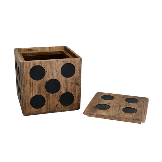 Novelty Giant Dice Shaped Solid Wood Storage Box with Removable Lid